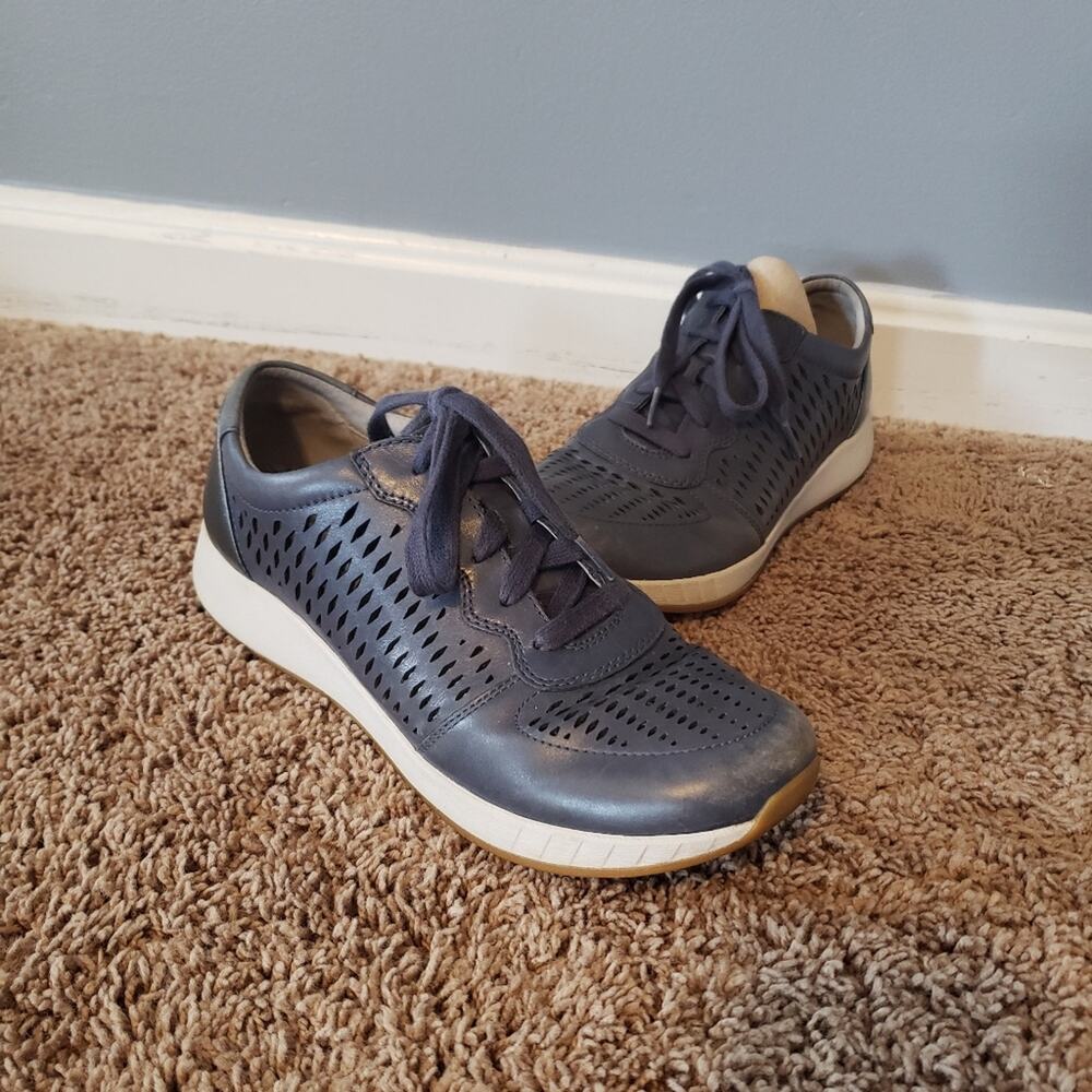 Dansko charlie perforated Sneaker lace up blue leather comfort shoe 40
